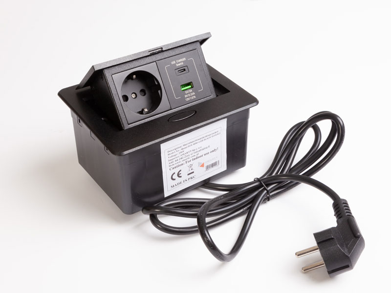 KONNEKTOR ELOSZTÓ MODULOBOX MINI M.FEKET 1×230V + 2xUSB 