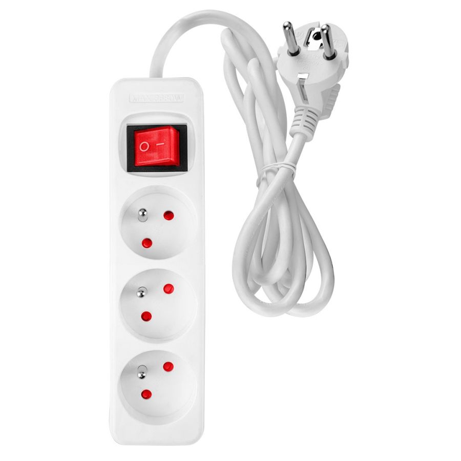 HÁLÓZATI ELOSZTÓ KONNEKTOR NEO TOOLS 3m, 3 ALJZAT, FEHÉR, KAPCSOLÓS 