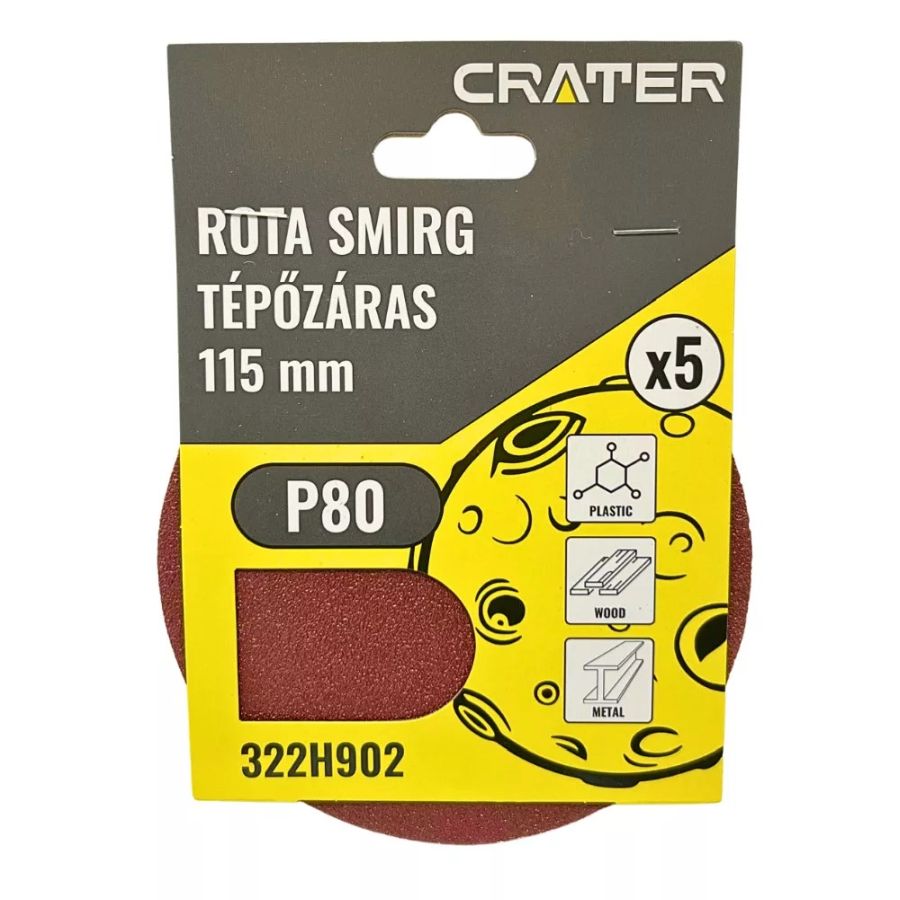 TÉPŐZÁRAS ROTA SMIRG P80 CSISZOLÓKORONG 115mm 5db/csomag CRATER 