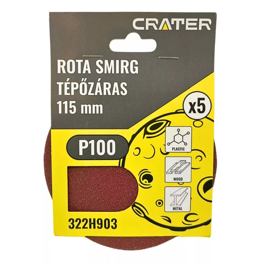 TÉPŐZÁRAS ROTA SMIRG P100 CSISZOLÓKORONG 115mm 5db/csomag CRATER 