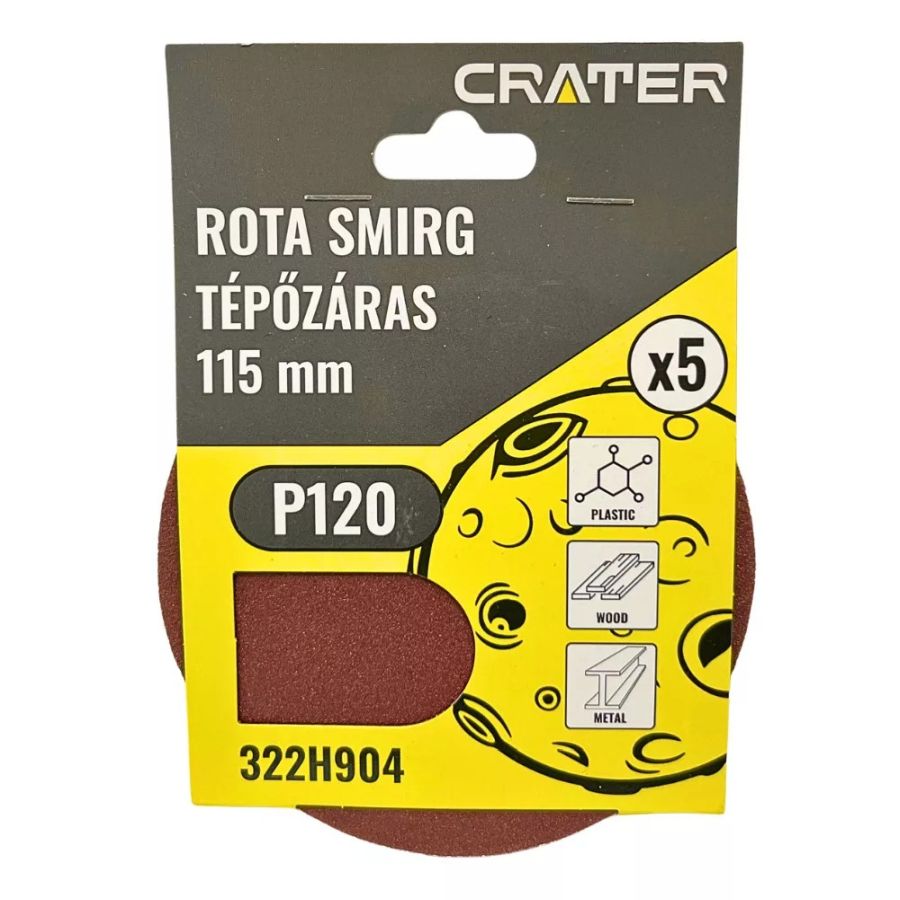 TÉPŐZÁRAS ROTA SMIRG P120 CSISZOLÓKORONG 115mm 5db/csomag CRATER 