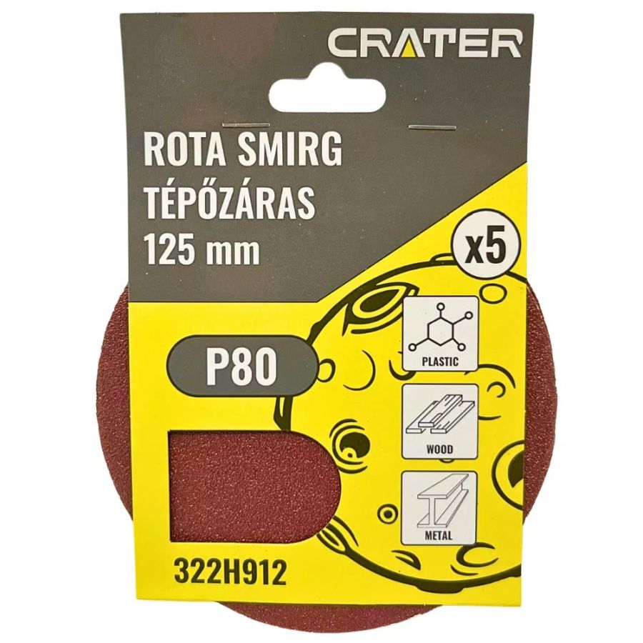 TÉPŐZÁRAS ROTA SMIRG P80 CSISZOLÓKORONG 125mm 5db/csomag CRATER 