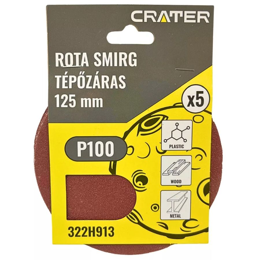TÉPŐZÁRAS ROTA SMIRG P100 CSISZOLÓKORONG 125mm 5db/csomag CRATER 