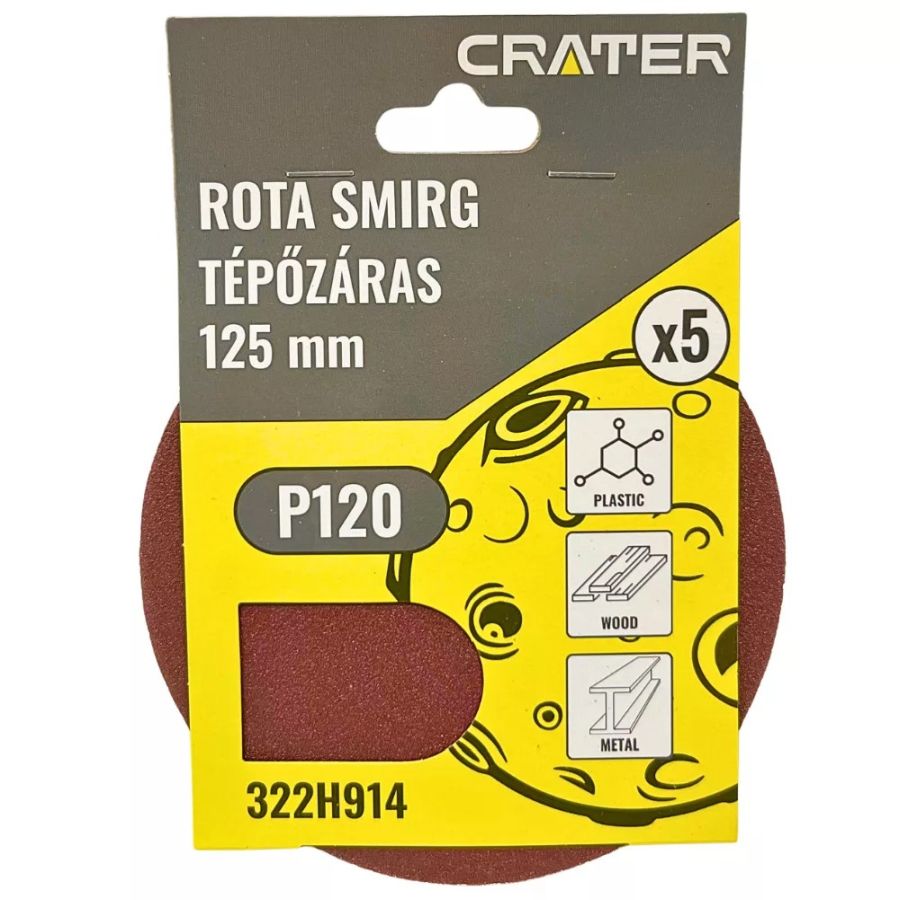 TÉPŐZÁRAS ROTA SMIRG P120 CSISZOLÓKORONG 125mm 5db/csomag CRATER 