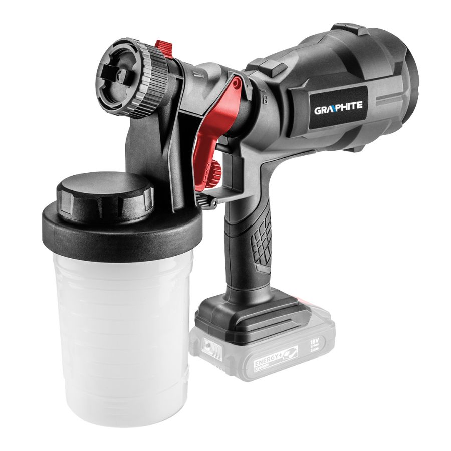 AKKUS FESTÉKSZÓRÓ PISZTOLY HVLP ENERGY+ 18V, MAX. VISZKOZITÁS 60DIN, 700ML/P, 24 3W, AKKU NÉLKÜL, GRAPHITE