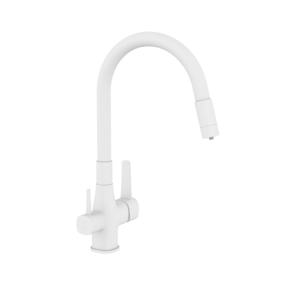 INVENA GLAMOUR CSAPTELEP FEHÉR VÍZSZŰRŐVEL, FLEXI KIFOLYÓ 