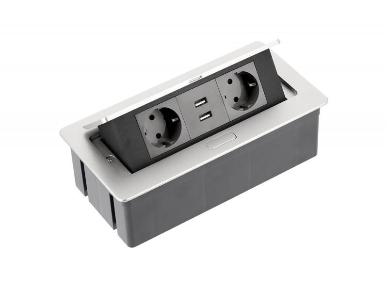 SOFT ELOSZTÓ KONNEKTOR ALUMÍNIUM 2x230V + 2USB A 